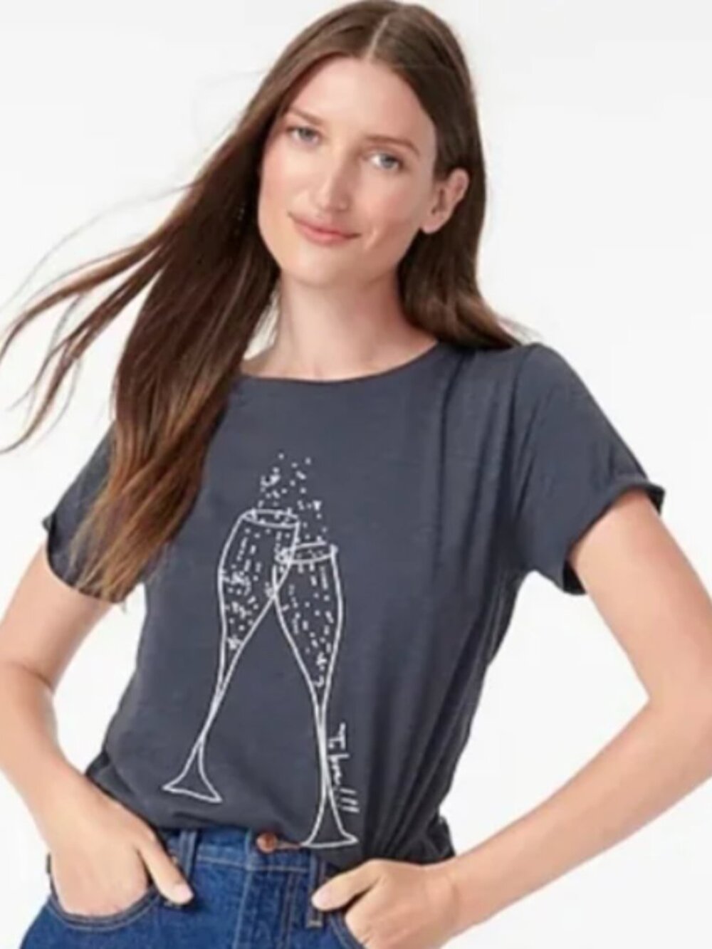 J. Crew Cheers To Love Graphic Tee in Slate